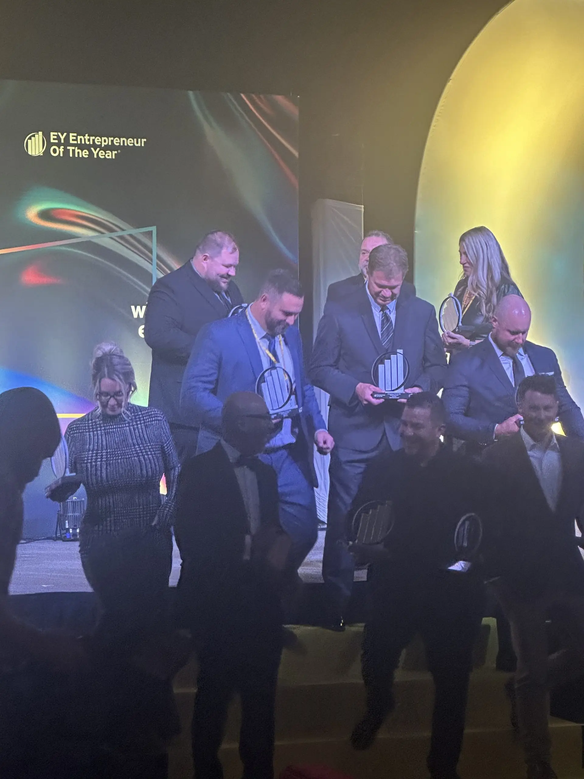 Winners accept awards at EY Entrepreneur of the Year ceremony